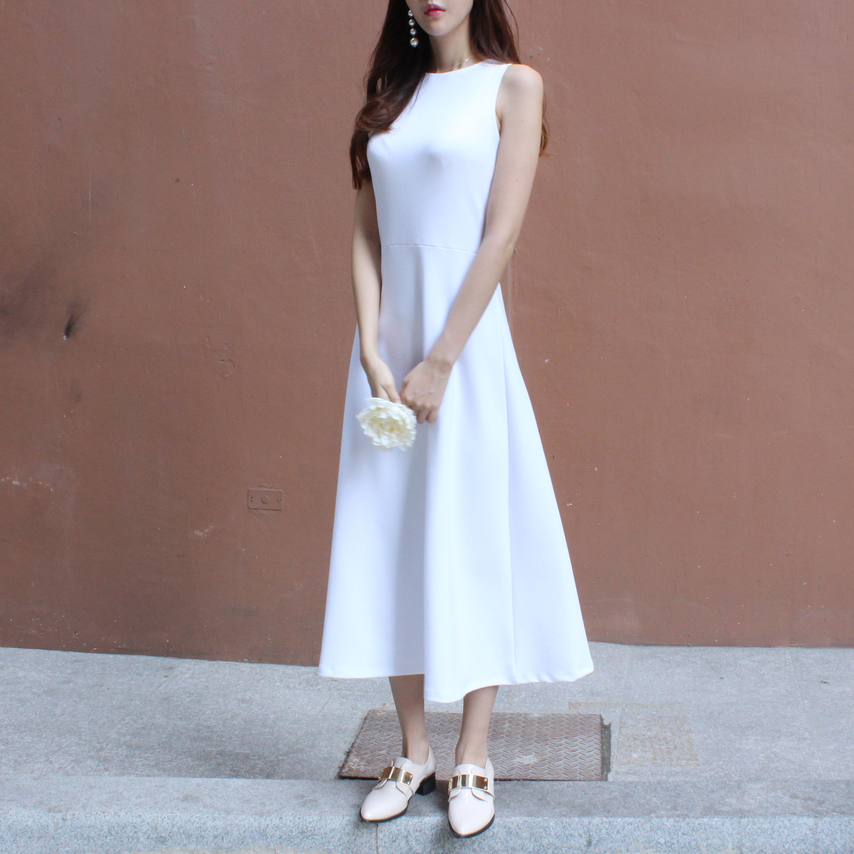 NEW FASHION LADY GIRL DRESS Navy Flare Long Dress 