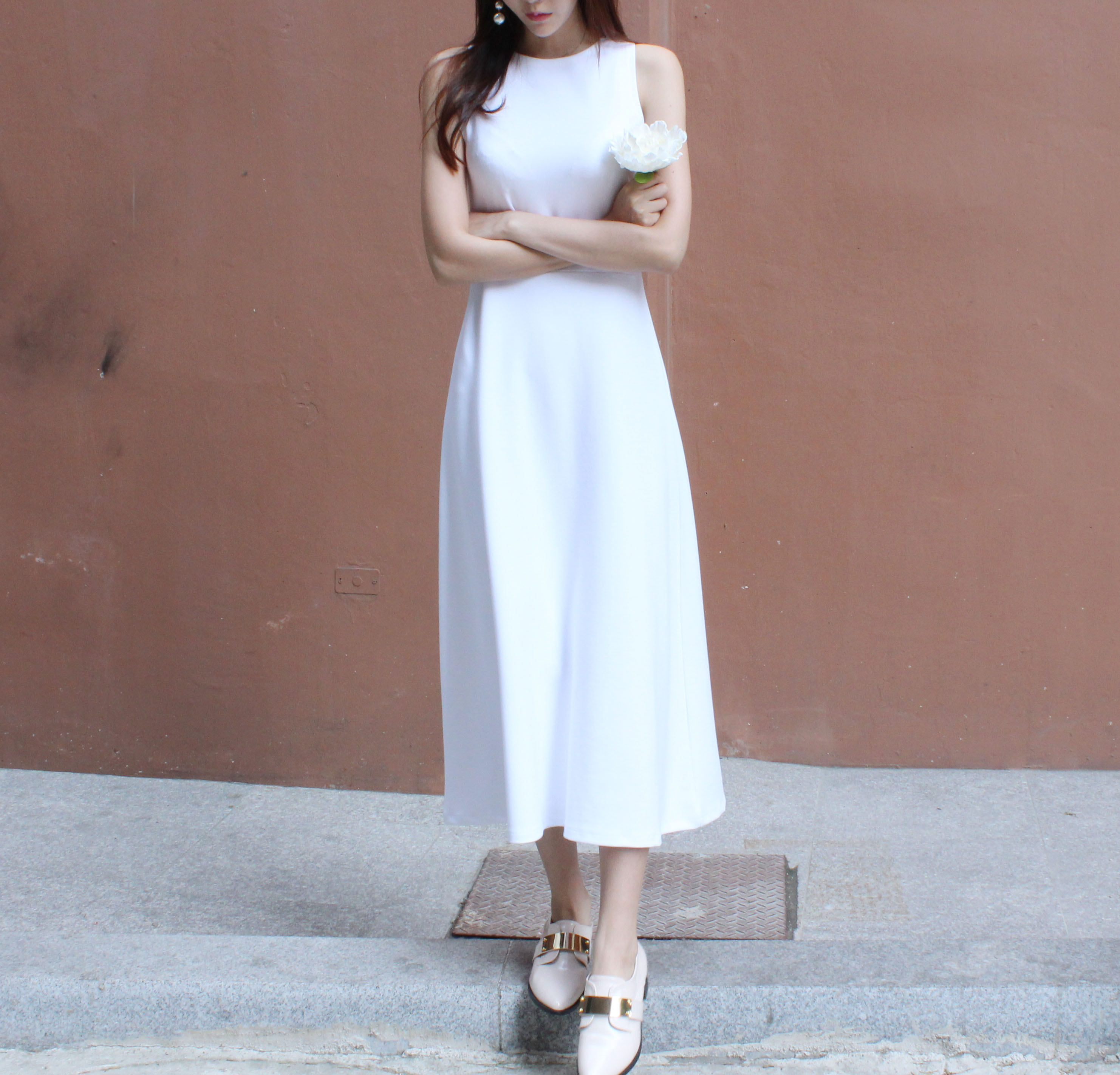 NEW FASHION LADY GIRL DRESS Navy Flare Long Dress 