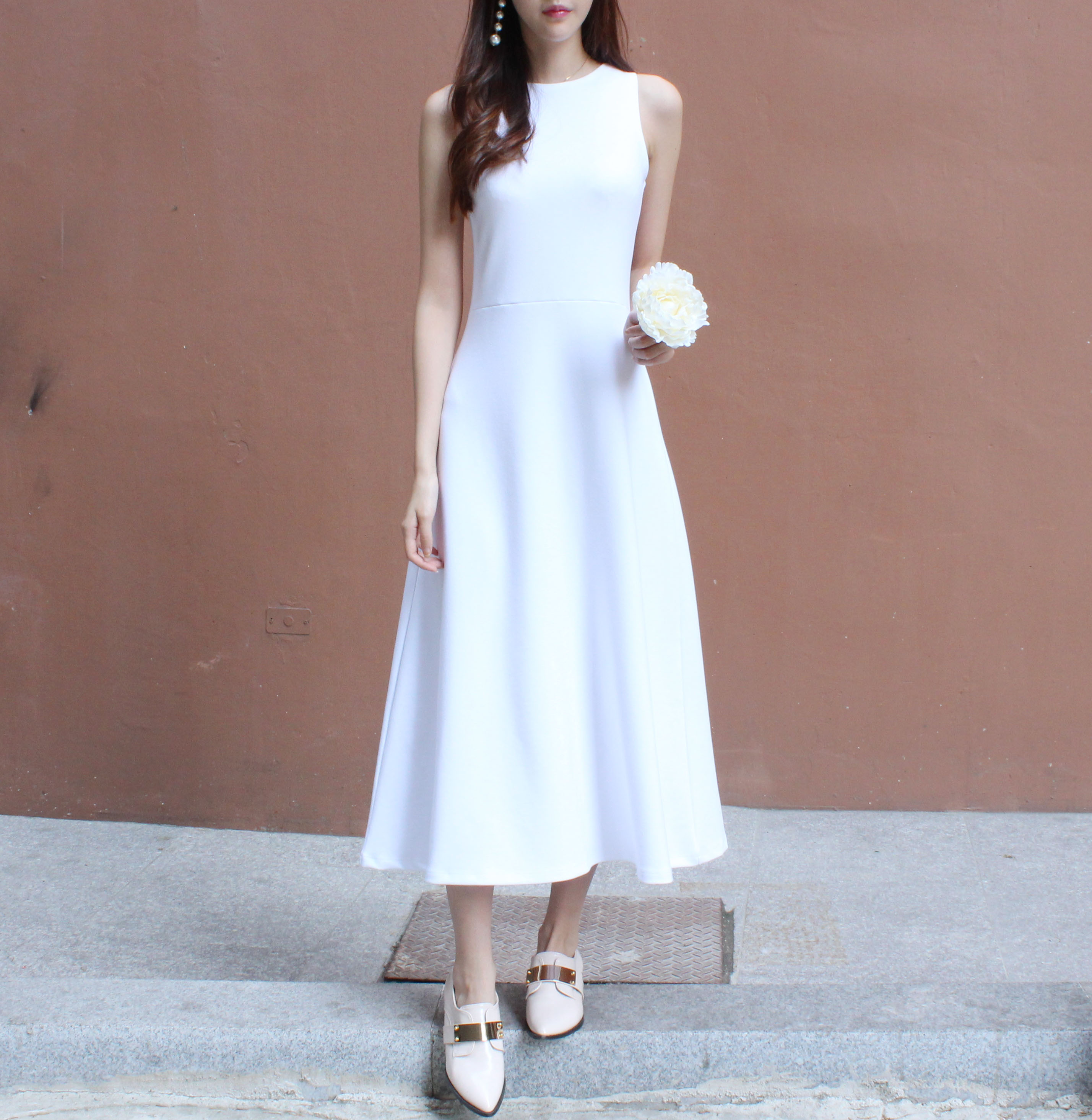 NEW FASHION LADY GIRL DRESS Navy Flare Long Dress 