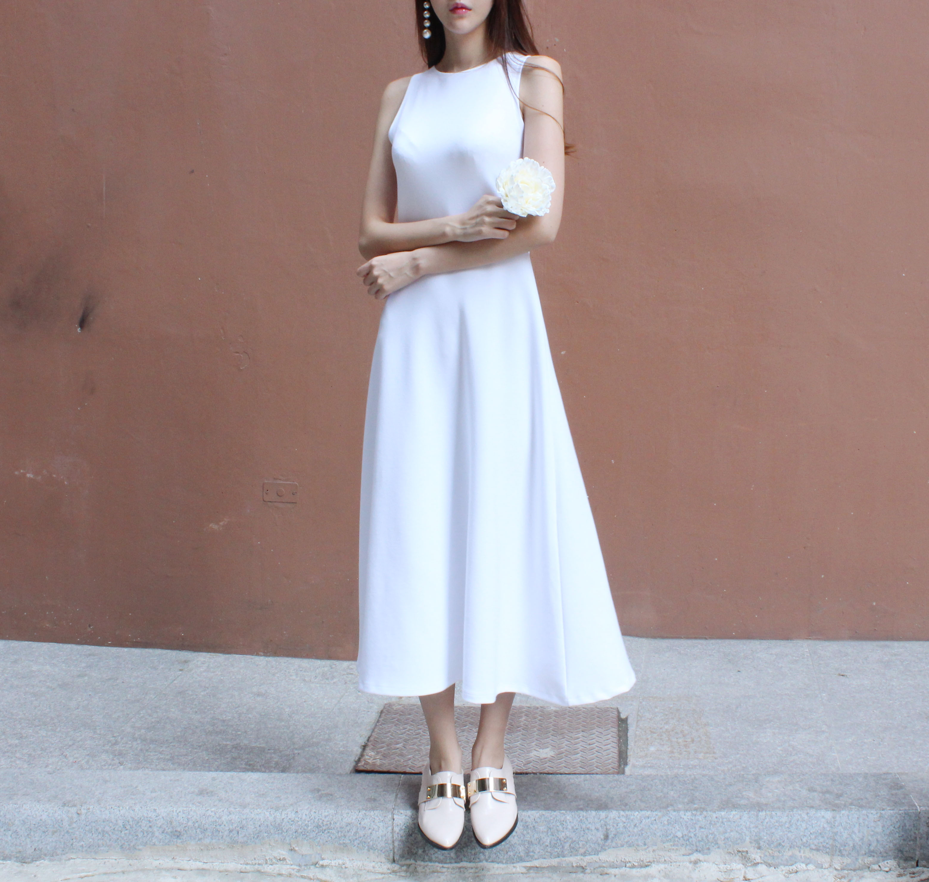 NEW FASHION LADY GIRL DRESS Navy Flare Long Dress 