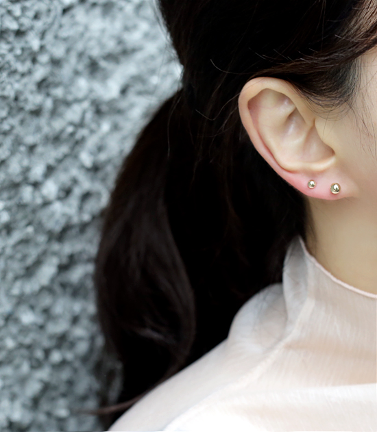 18k Bead Earrings Yellow Gold Pink 14K Ballpoint C