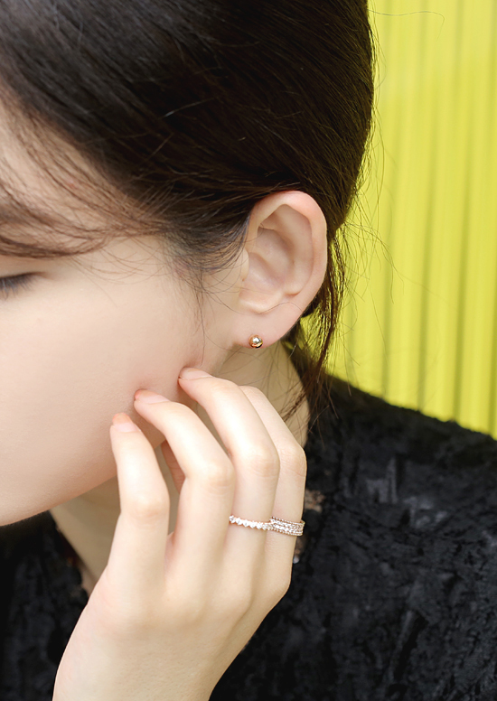 18k Bead Earrings Yellow Gold Pink 14K Ballpoint C