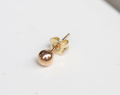 18k Bead Earrings Yellow Gold Pink 14K Ballpoint C