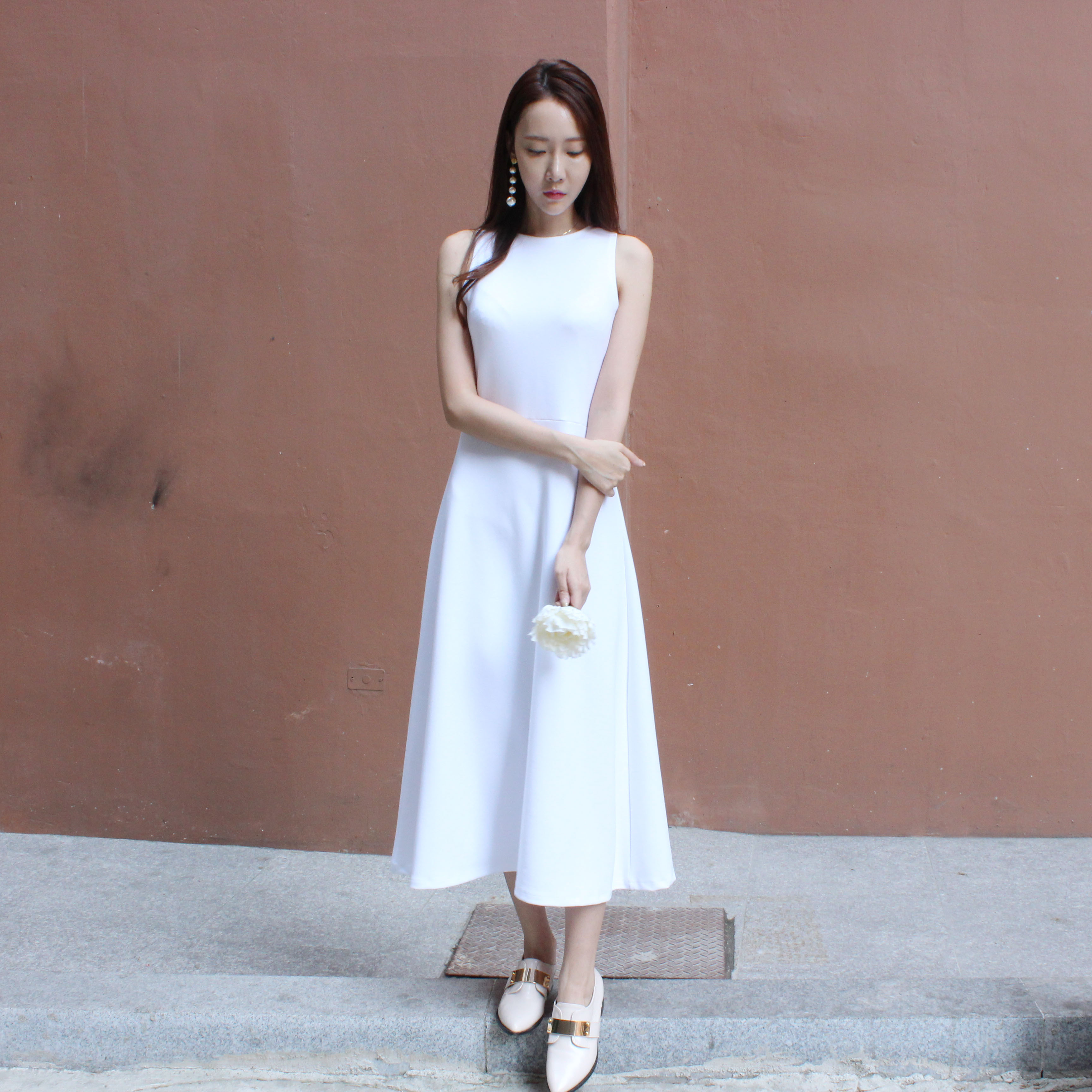 NEW FASHION LADY GIRL DRESS Navy Flare Long Dress 