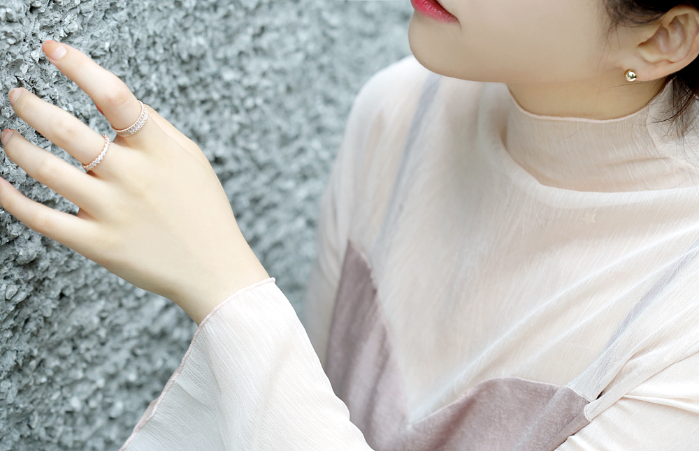 18k Bead Earrings Yellow Gold Pink 14K Ballpoint C