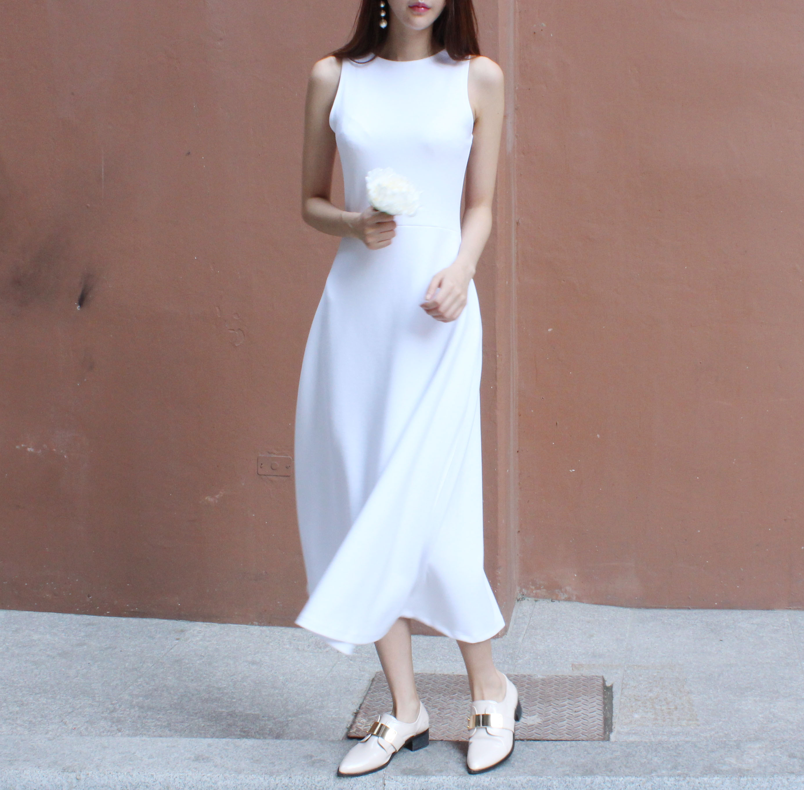 NEW FASHION LADY GIRL DRESS Navy Flare Long Dress 