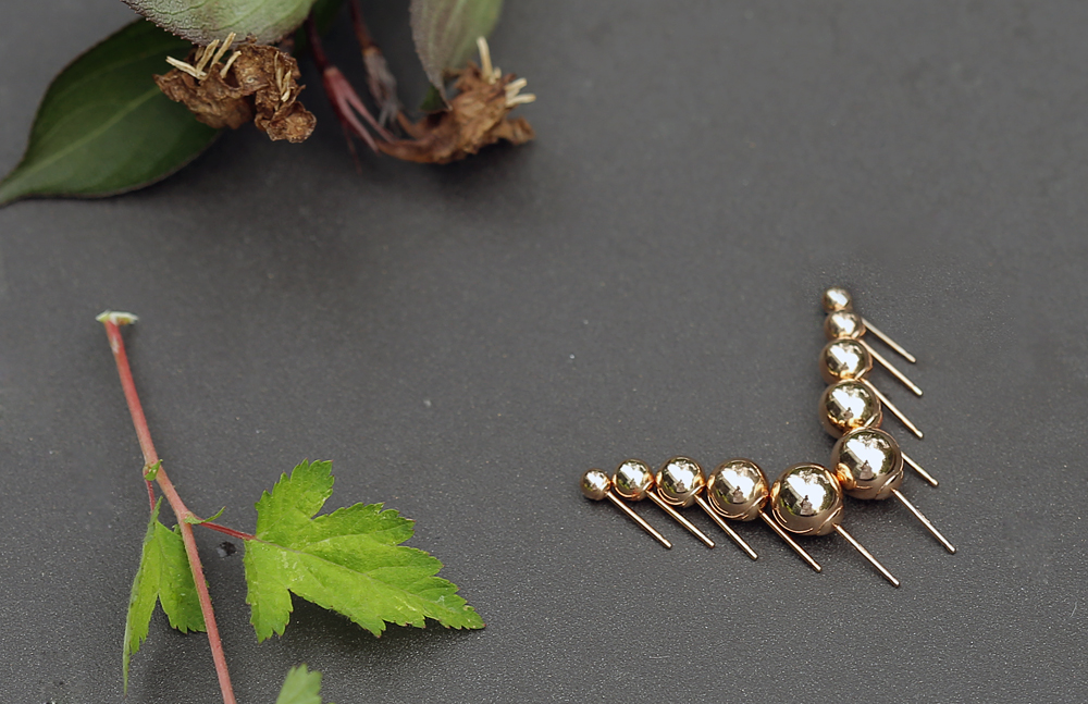 18k Bead Earrings Yellow Gold Pink 14K Ballpoint C