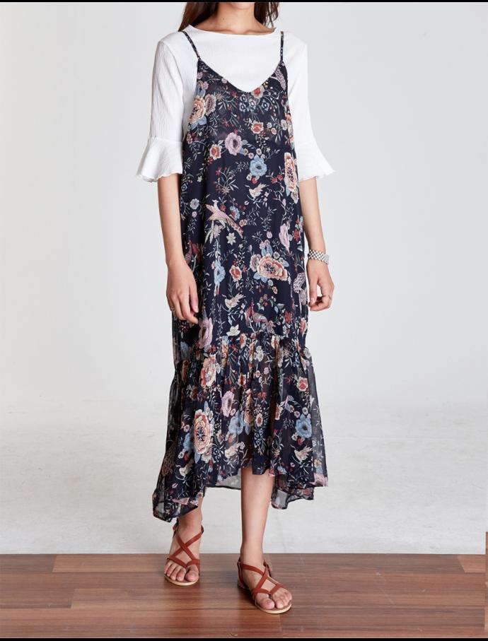 New Women Dress Ethnic Flower Bustier One Piece Ch