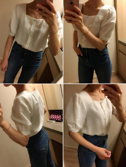 NEW FASHION LADY GIRL Blouse Summer Bleu Square Ne