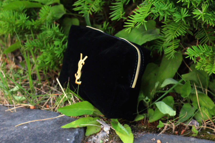 New Erotic Lingerie Suede Pouch Gold Black Travel 