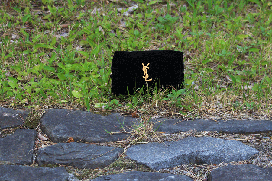 New Erotic Lingerie Suede Pouch Gold Black Travel 