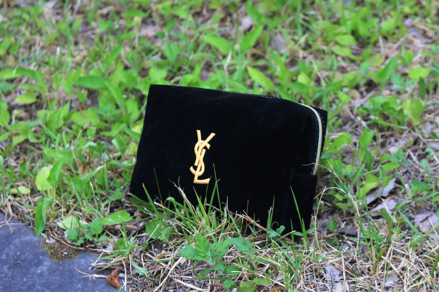 New Erotic Lingerie Suede Pouch Gold Black Travel 