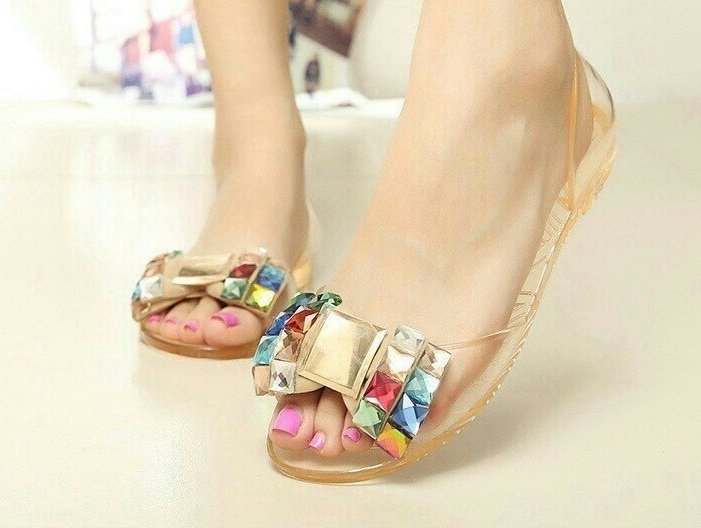 NEW WOMEN JELLY SHOES TOM Jewelry Jelly Shoes A03
