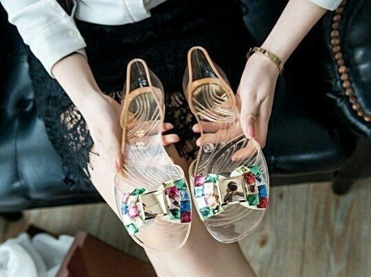 NEW WOMEN JELLY SHOES TOM Jewelry Jelly Shoes A03