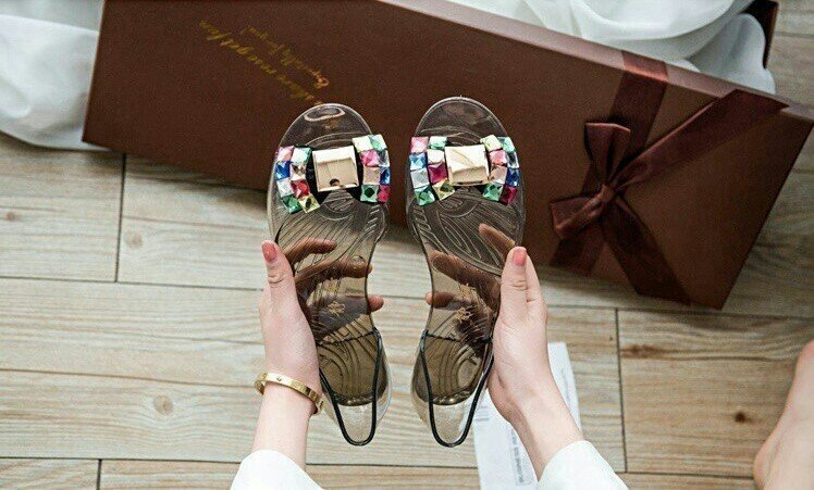 NEW WOMEN JELLY SHOES TOM Jewelry Jelly Shoes A03