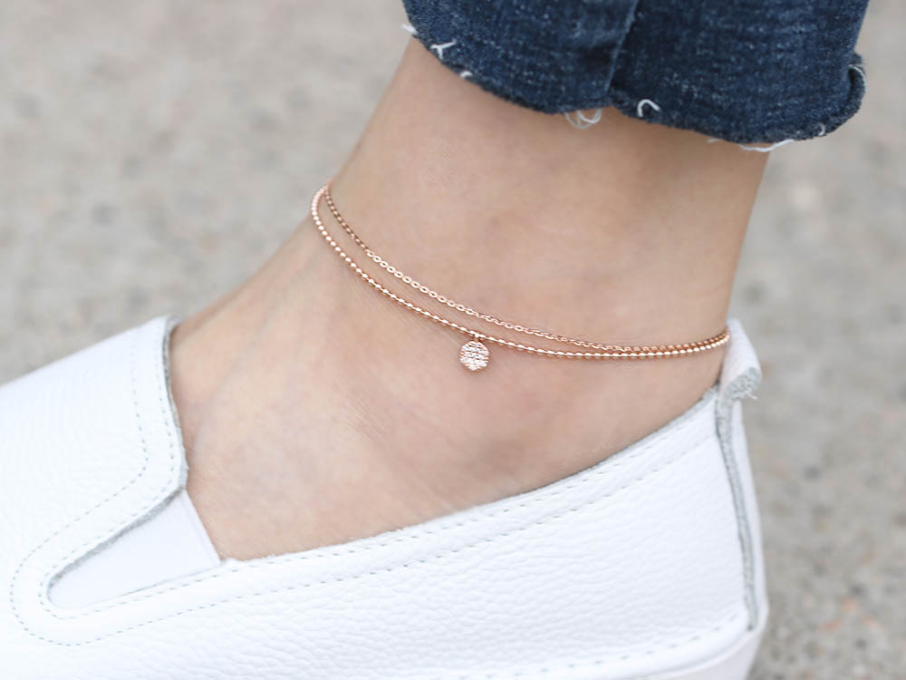 Cubic Charm Chain Ball Valve, Ball Chain 14K Ball 