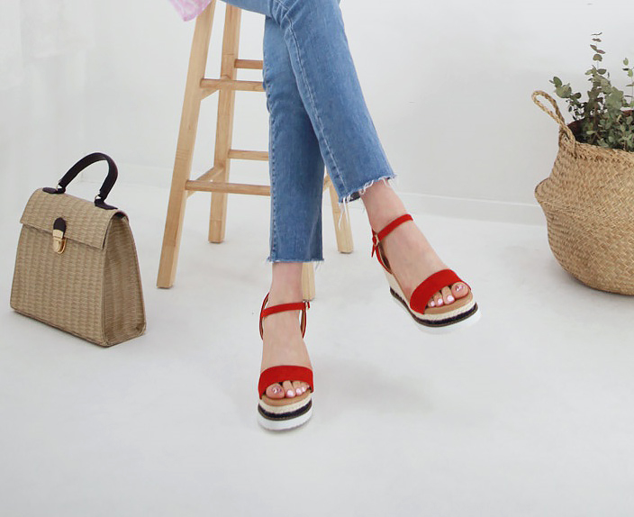 New Espaduu Wedgehall Sandals Summer Suede Straps 
