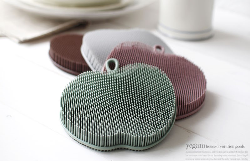 Scrubber Dish Washing Pastel Silicone Apple Sponge
