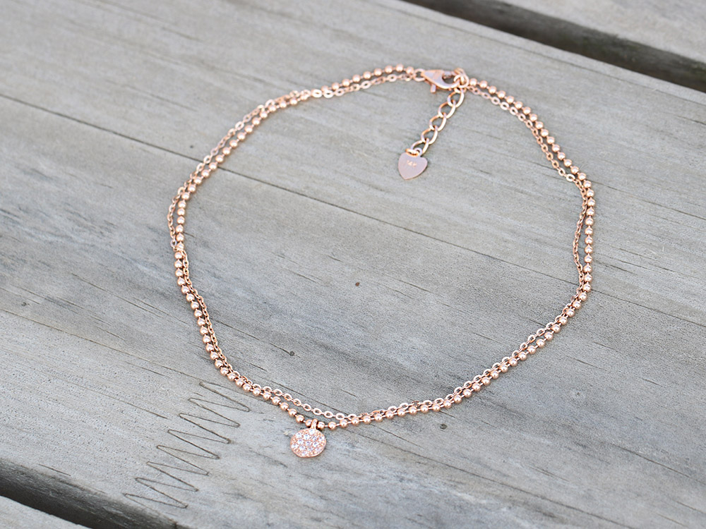 Cubic Charm Chain Ball Valve, Ball Chain 14K Ball 