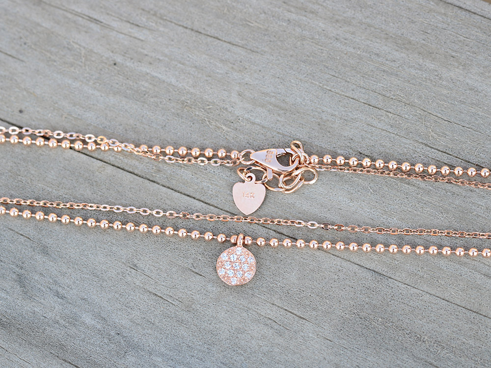 Cubic Charm Chain Ball Valve, Ball Chain 14K Ball 