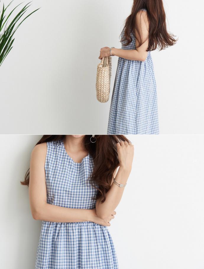NEW FASHION LADY GIRL DRESS plaid sleeveless dress