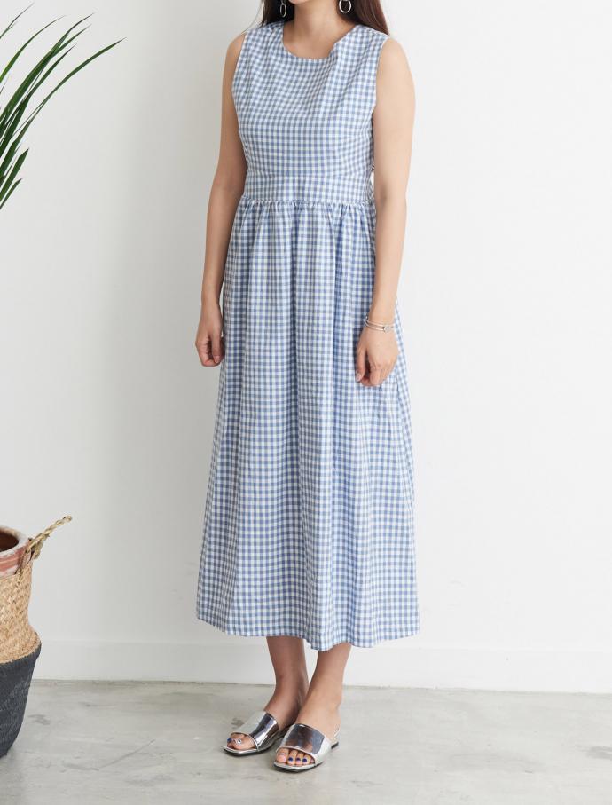 NEW FASHION LADY GIRL DRESS plaid sleeveless dress