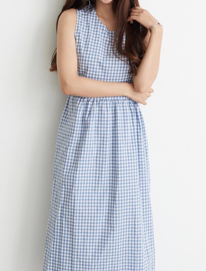 NEW FASHION LADY GIRL DRESS plaid sleeveless dress