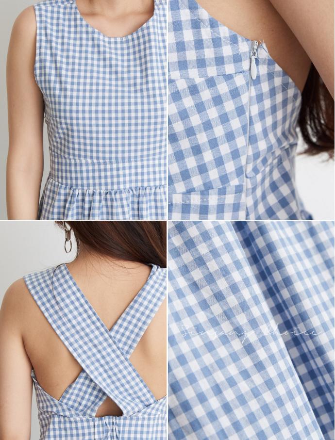 NEW FASHION LADY GIRL DRESS plaid sleeveless dress
