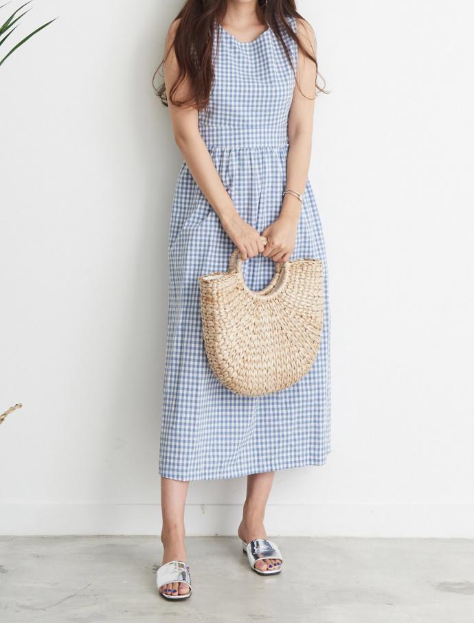 NEW FASHION LADY GIRL DRESS plaid sleeveless dress