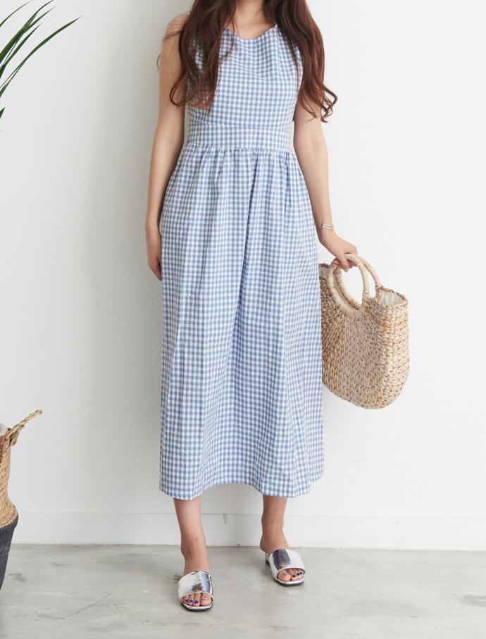 NEW FASHION LADY GIRL DRESS plaid sleeveless dress