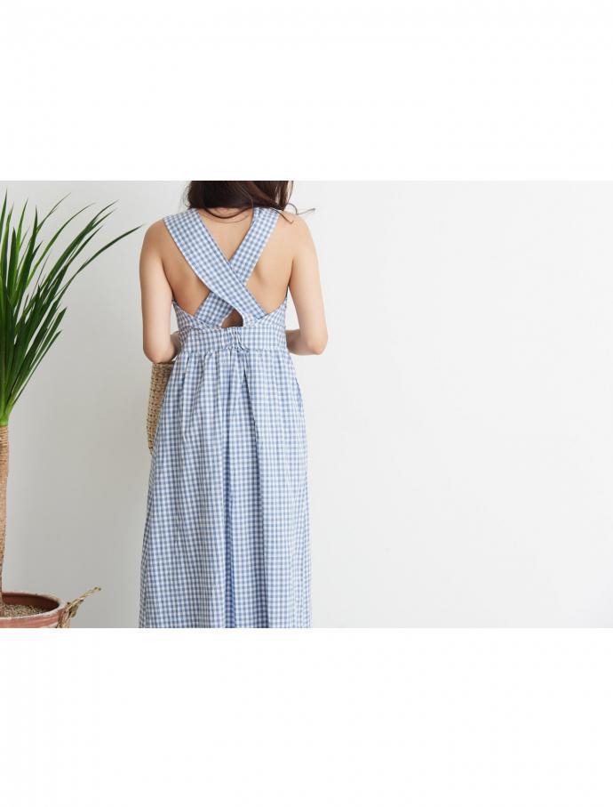 NEW FASHION LADY GIRL DRESS plaid sleeveless dress