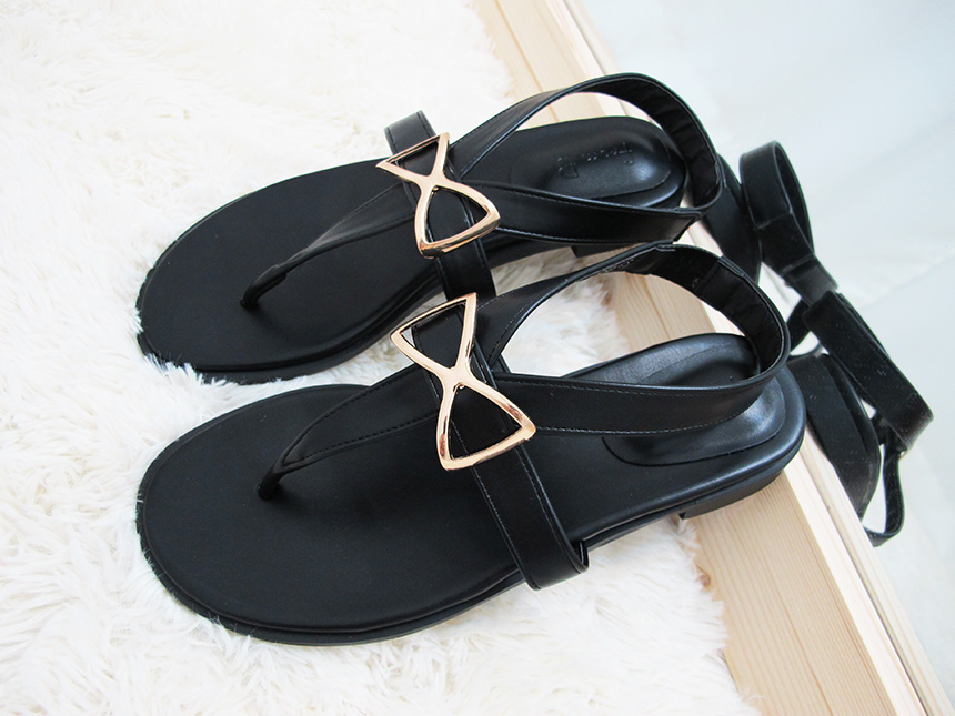 Women Heel Shoes Sandals Ribbon Metal Strap Sandal