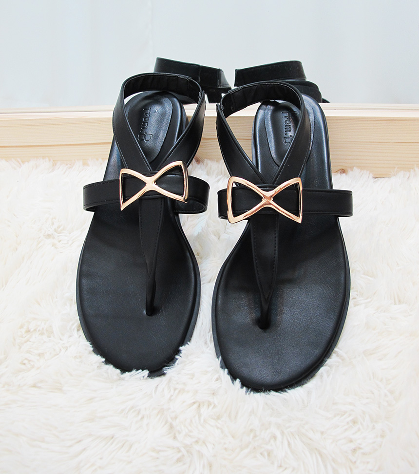 Women Heel Shoes Sandals Ribbon Metal Strap Sandal