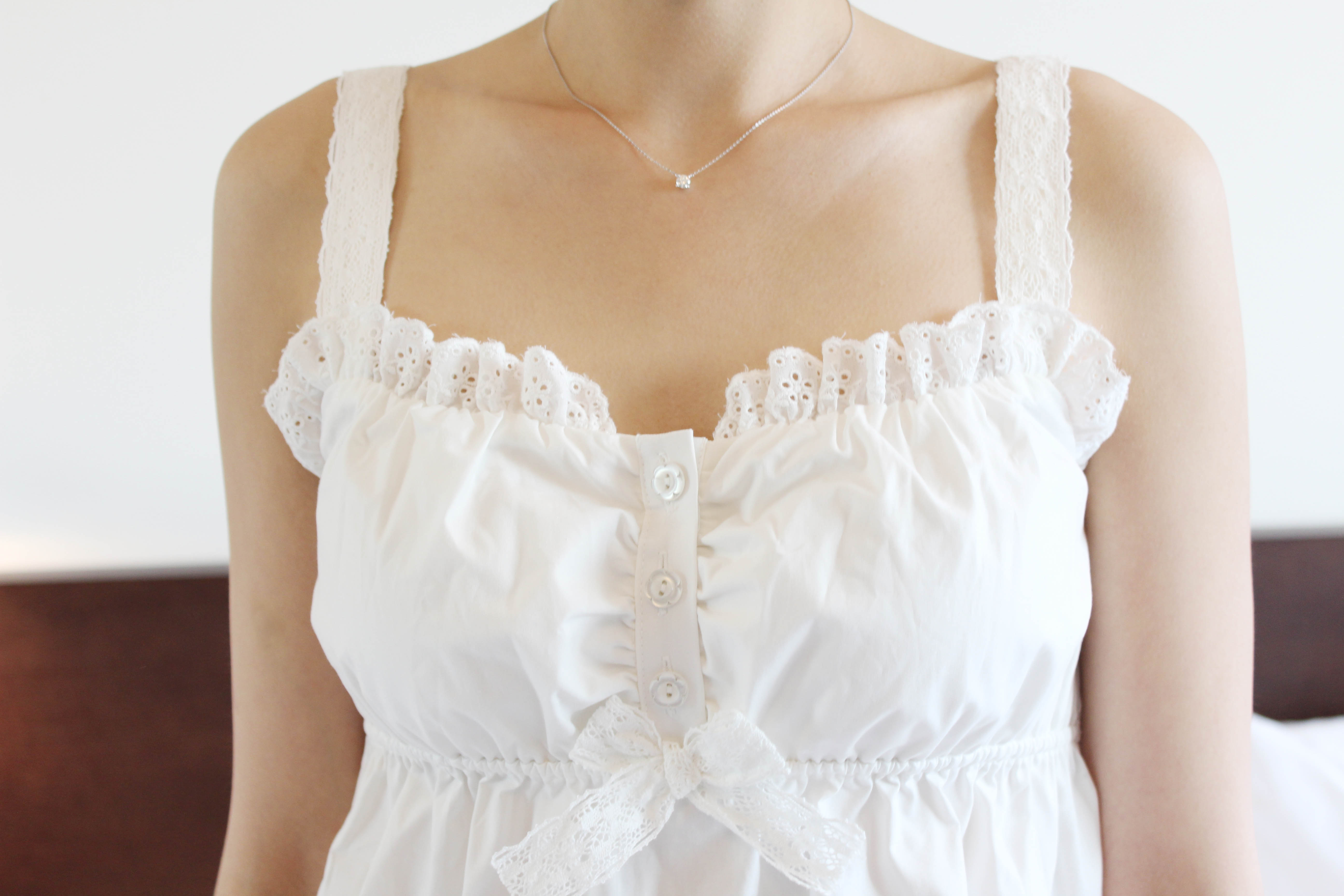 New Pure White Pajamas Long Dress Women's Pajam