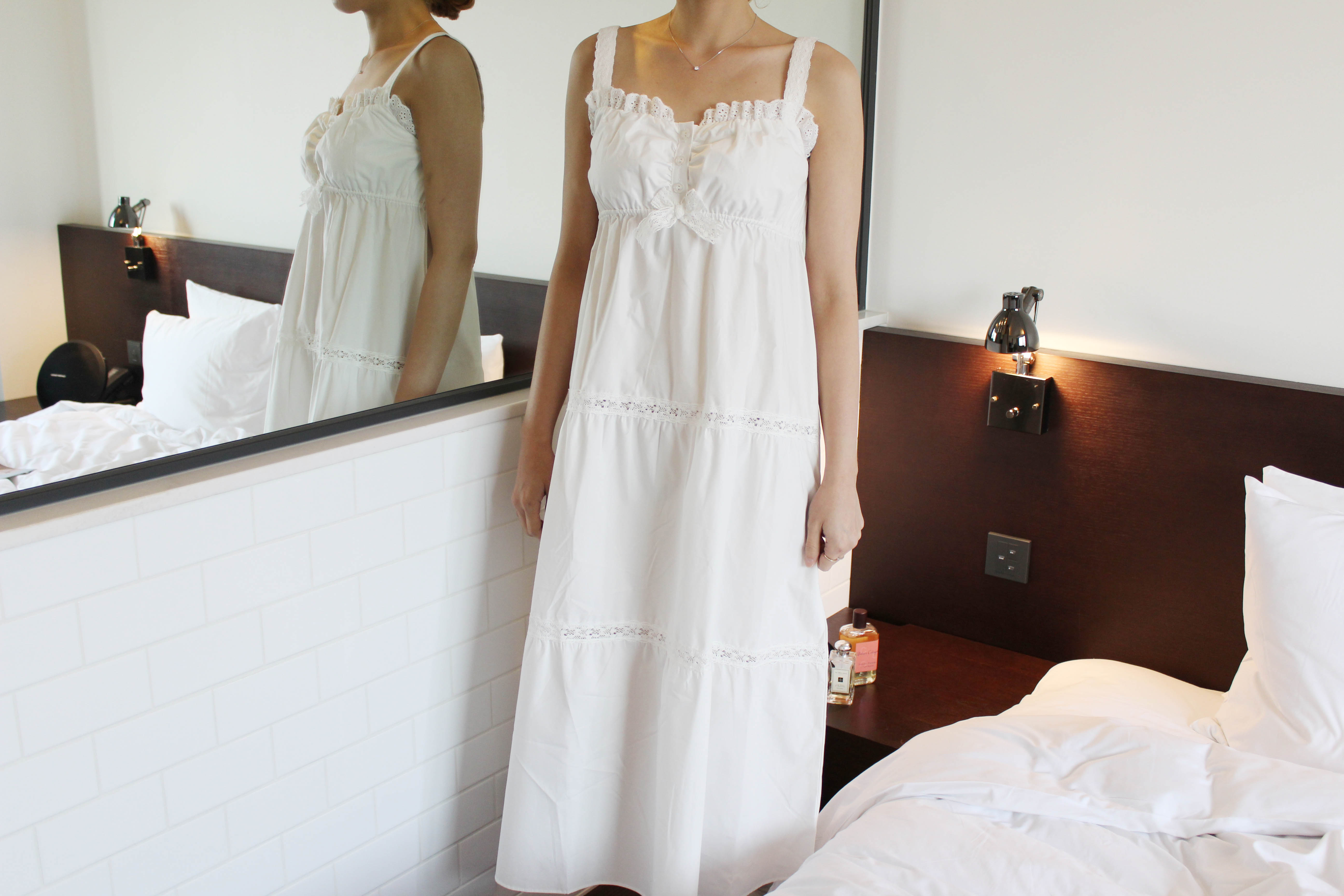 New Pure White Pajamas Long Dress Women's Pajam