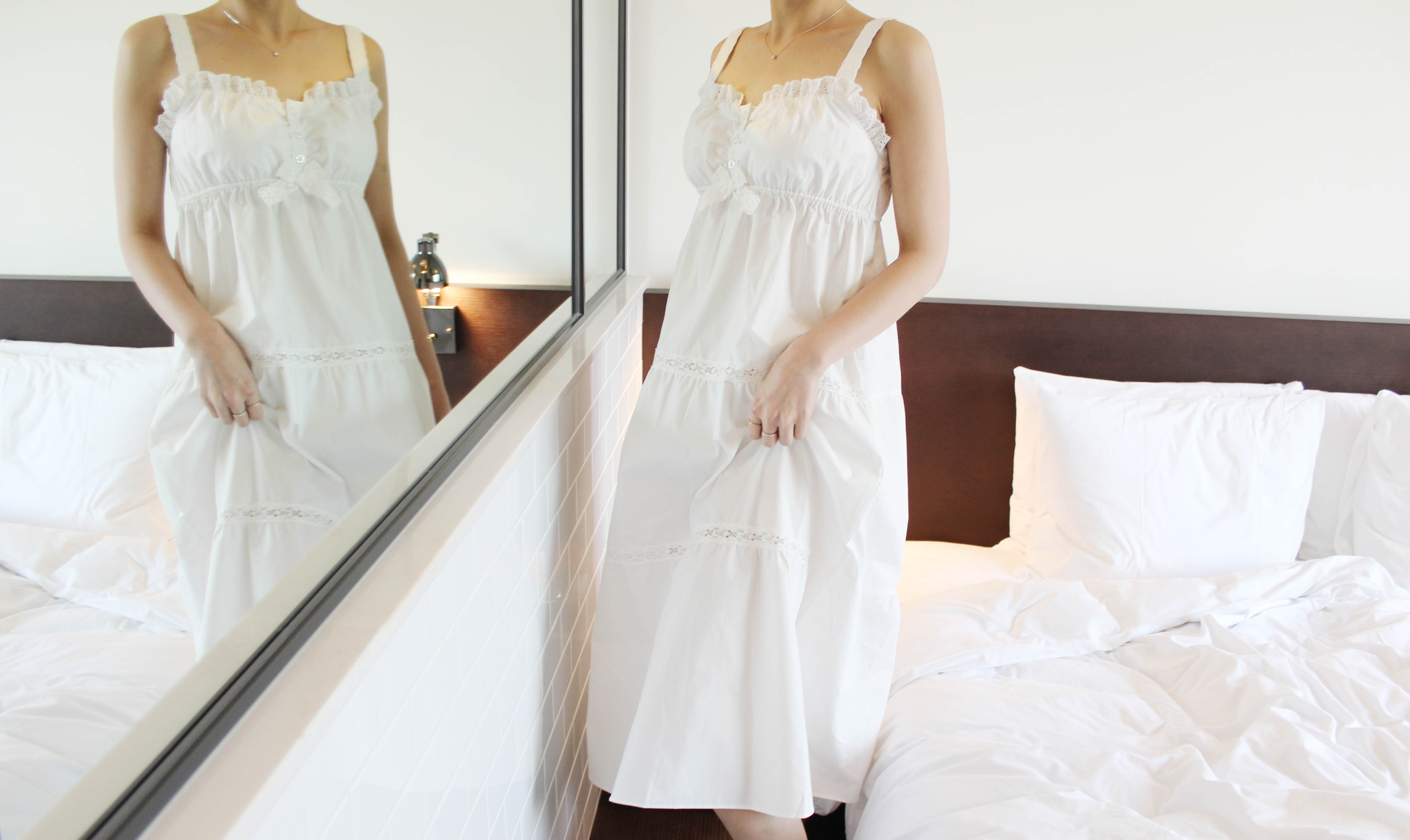 New Pure White Pajamas Long Dress Women's Pajam