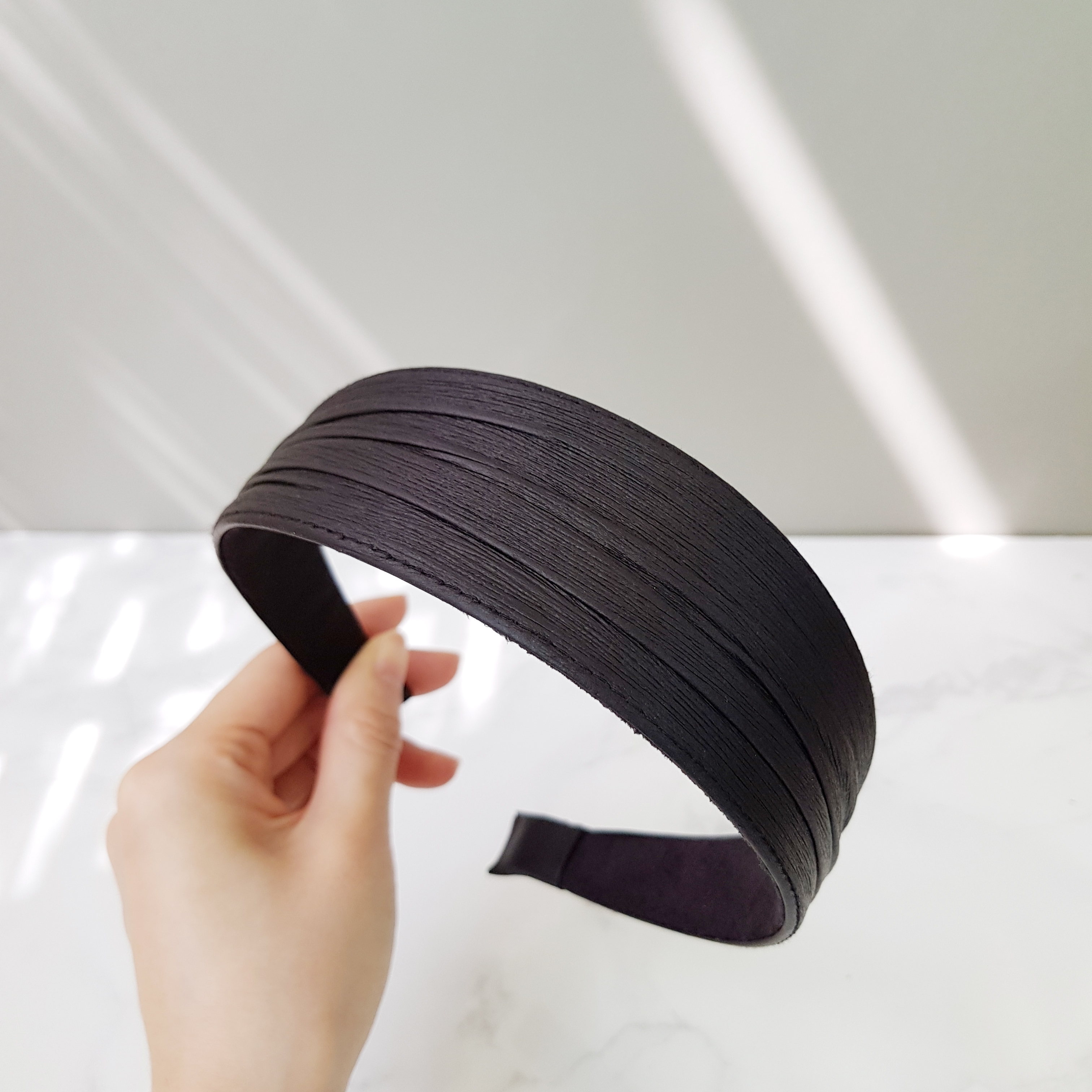 Leather Daily Hair Band Headband Wide wide solid p