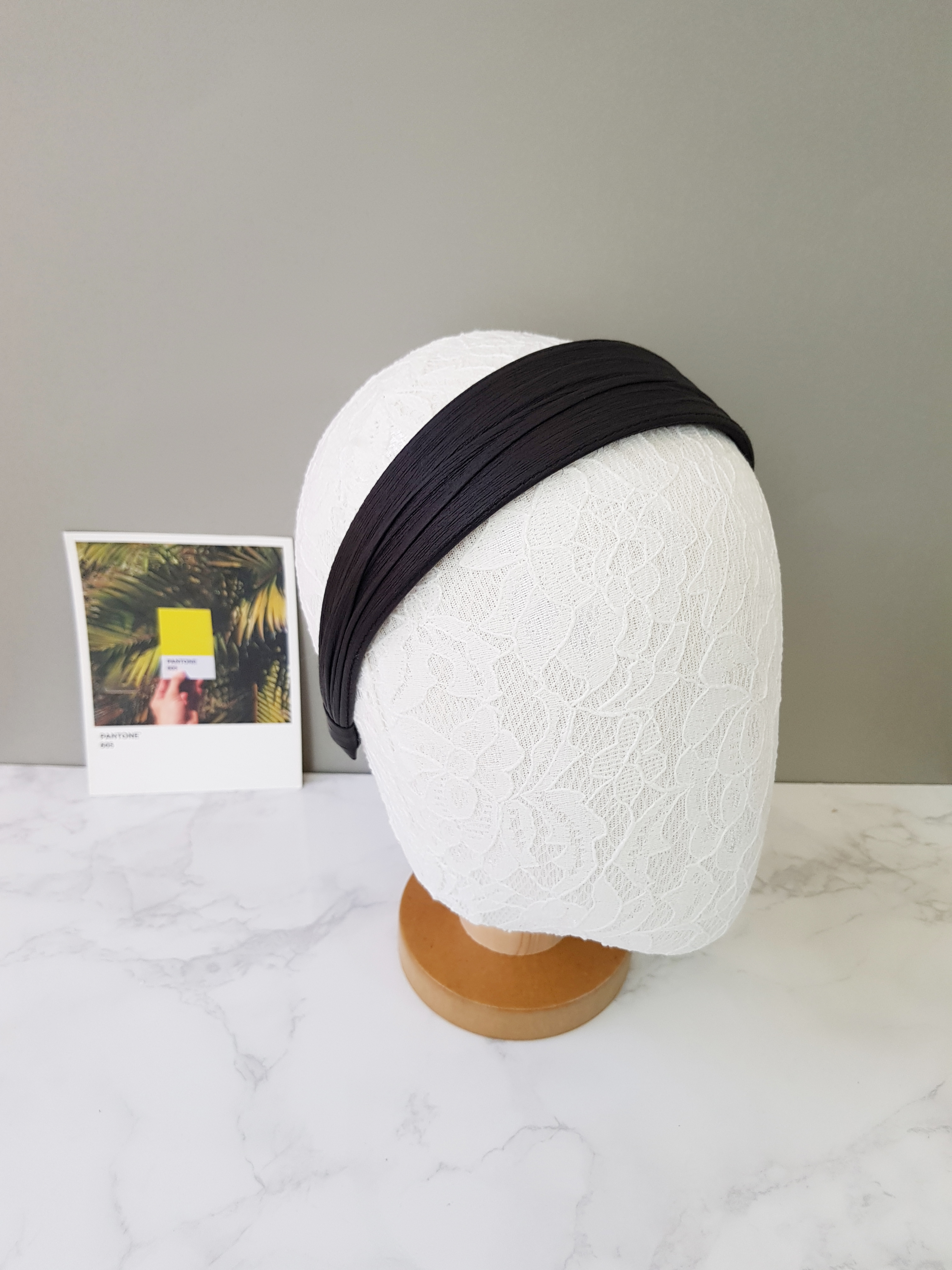 Leather Daily Hair Band Headband Wide wide solid p