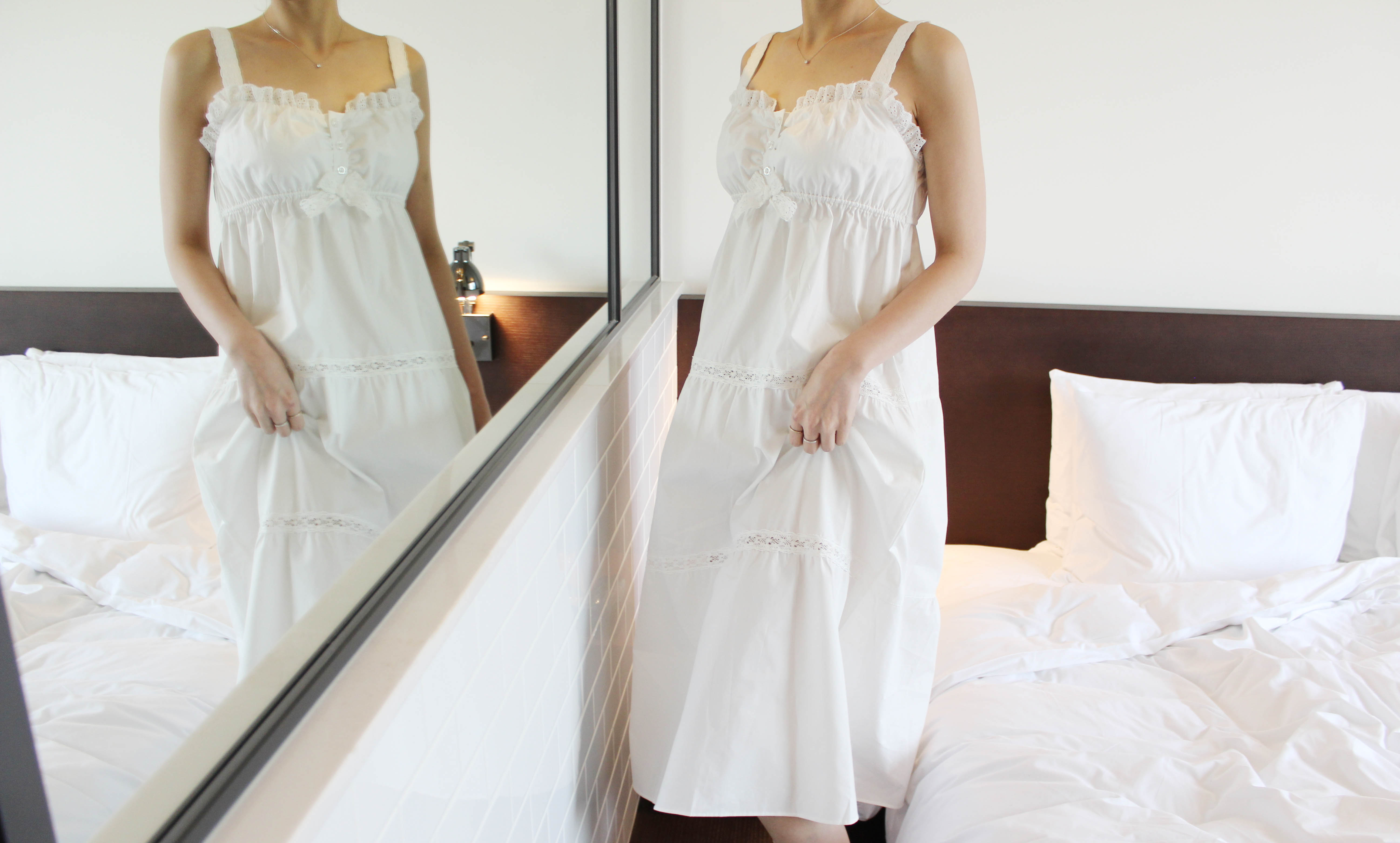 New Pure White Pajamas Long Dress Women's Pajam