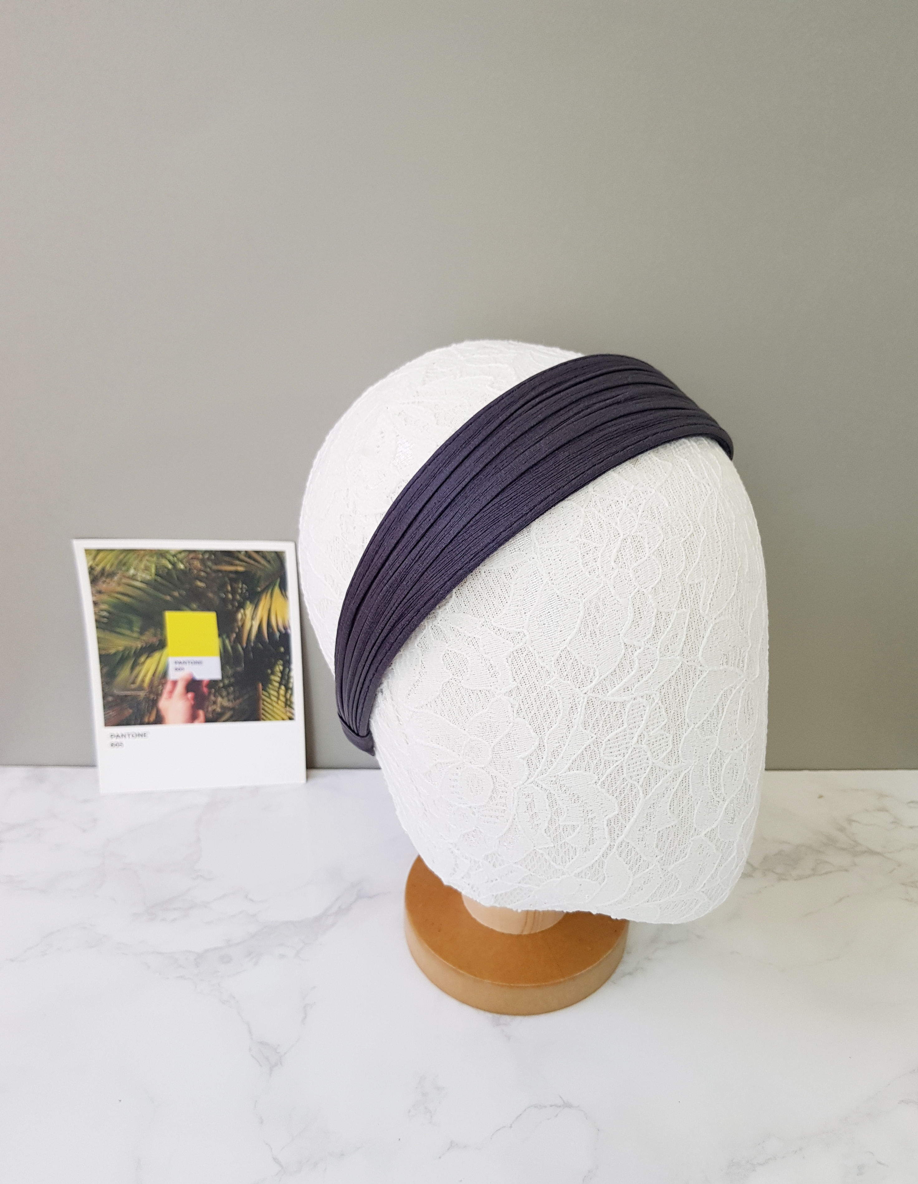 Leather Daily Hair Band Headband Wide wide solid p