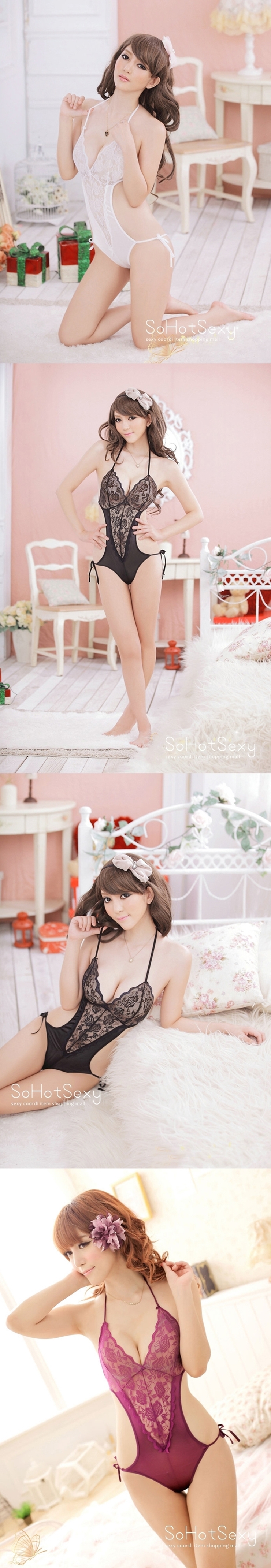 NEW SEXY LINGERIE lingerie rose pattern all-in-one