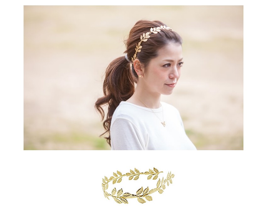 Unique Antique Gold Metal Leaf Hair Band 2 Colors 