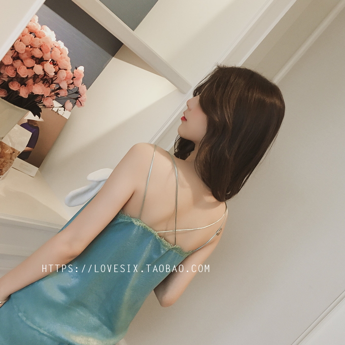 Slim set of cool satin Big size sleepwear S ~ XXXL