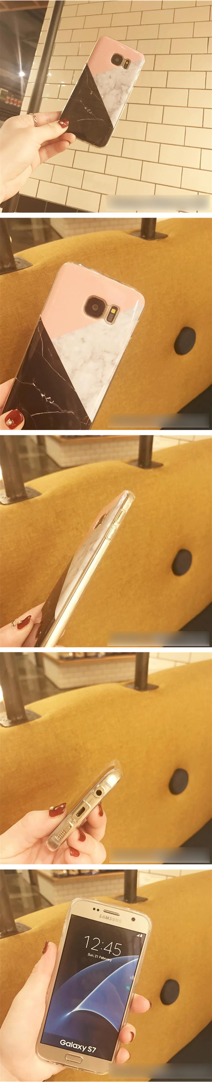 New crossed marble grid Galaxy S6edge S7edge S8plu