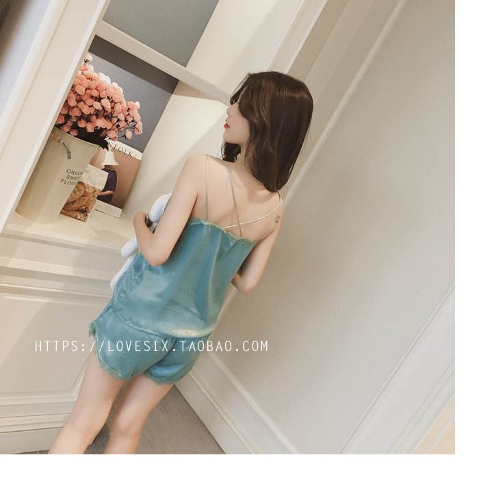 Slim set of cool satin Big size sleepwear S ~ XXXL