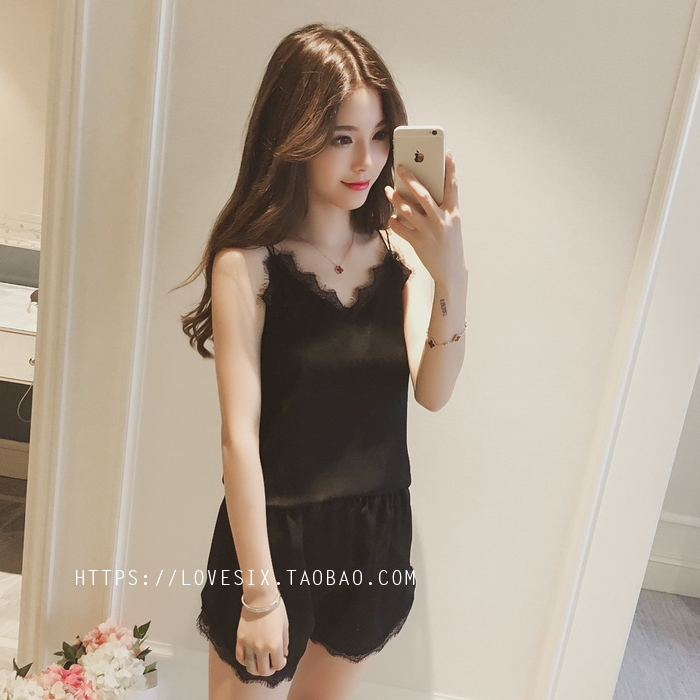 Slim set of cool satin Big size sleepwear S ~ XXXL