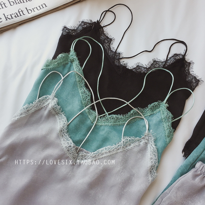 Slim set of cool satin Big size sleepwear S ~ XXXL