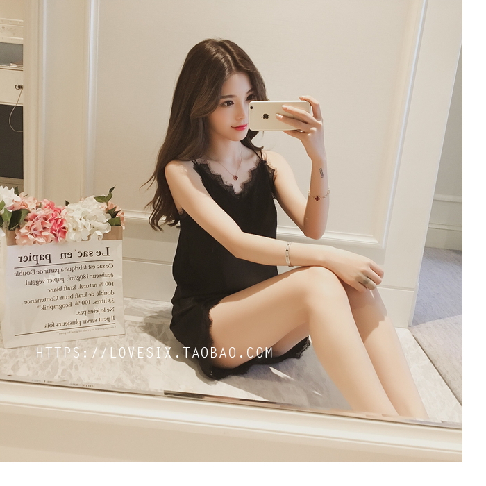 Slim set of cool satin Big size sleepwear S ~ XXXL