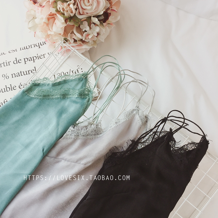 Slim set of cool satin Big size sleepwear S ~ XXXL