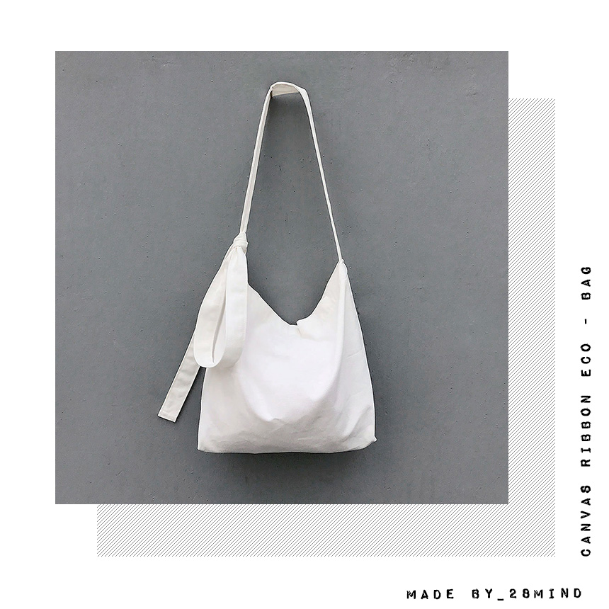 NEW ECO BAG Canvas Ribbon Eco-back White Cross Col